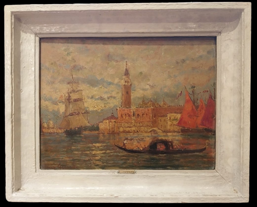 Henri Paul Gérard Said Henry Gérard (1860-1925), View Of Venice, Oil On Hardboard, 20th Century.-photo-4