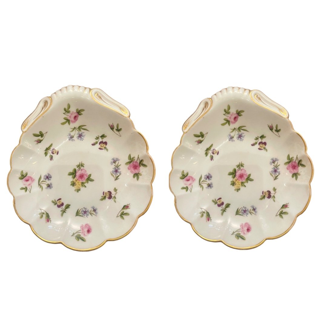 Pair Of Antique Dishes, Feuillet à Paris, 19th Century 