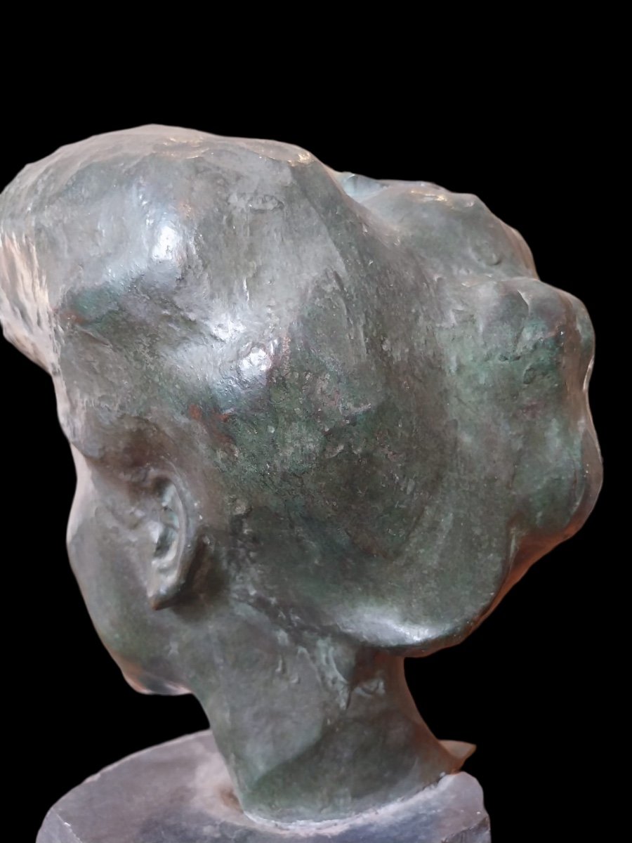 Jean Larrivé (1875-1928), Bronze, Impressionist Head Of A Woman, Circa 1900.-photo-2