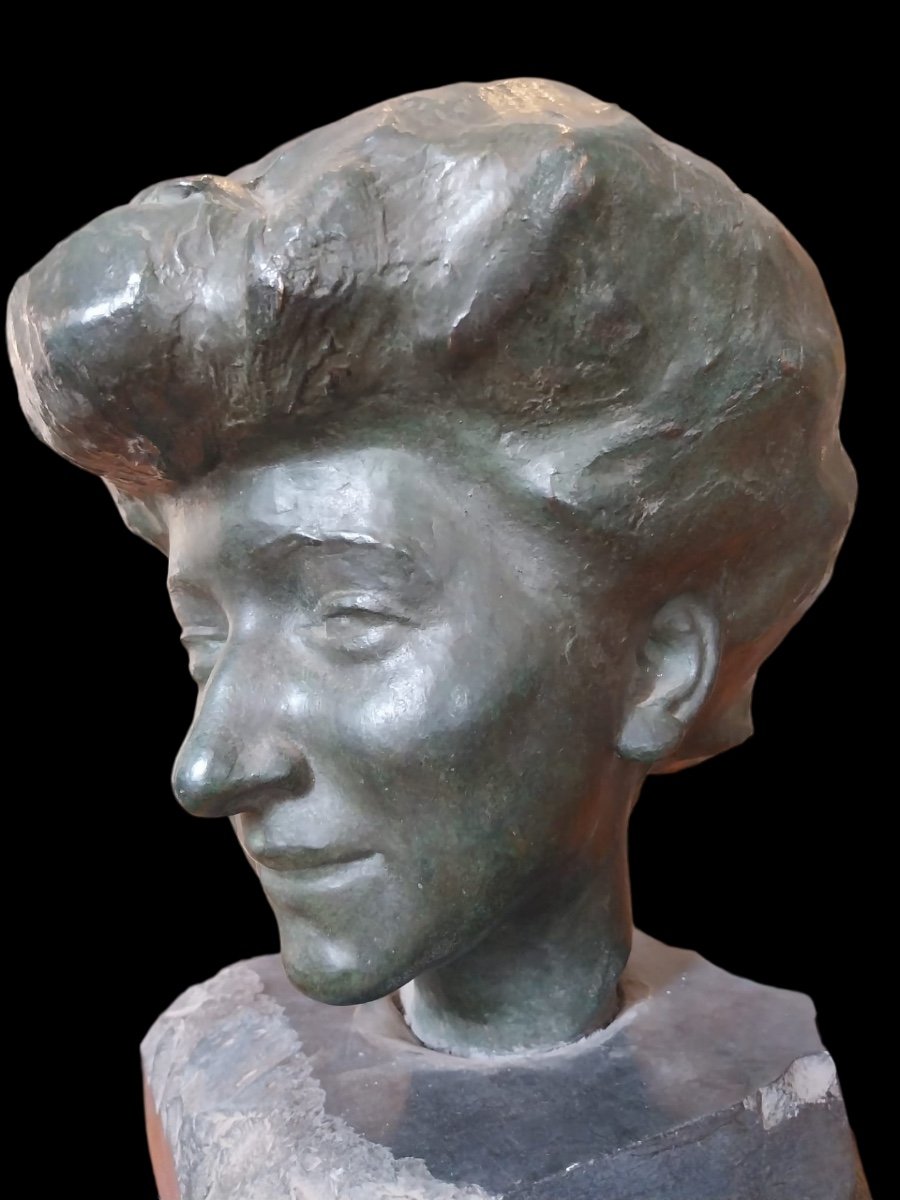 Jean Larrivé (1875-1928), Bronze, Impressionist Head Of A Woman, Circa 1900.-photo-3