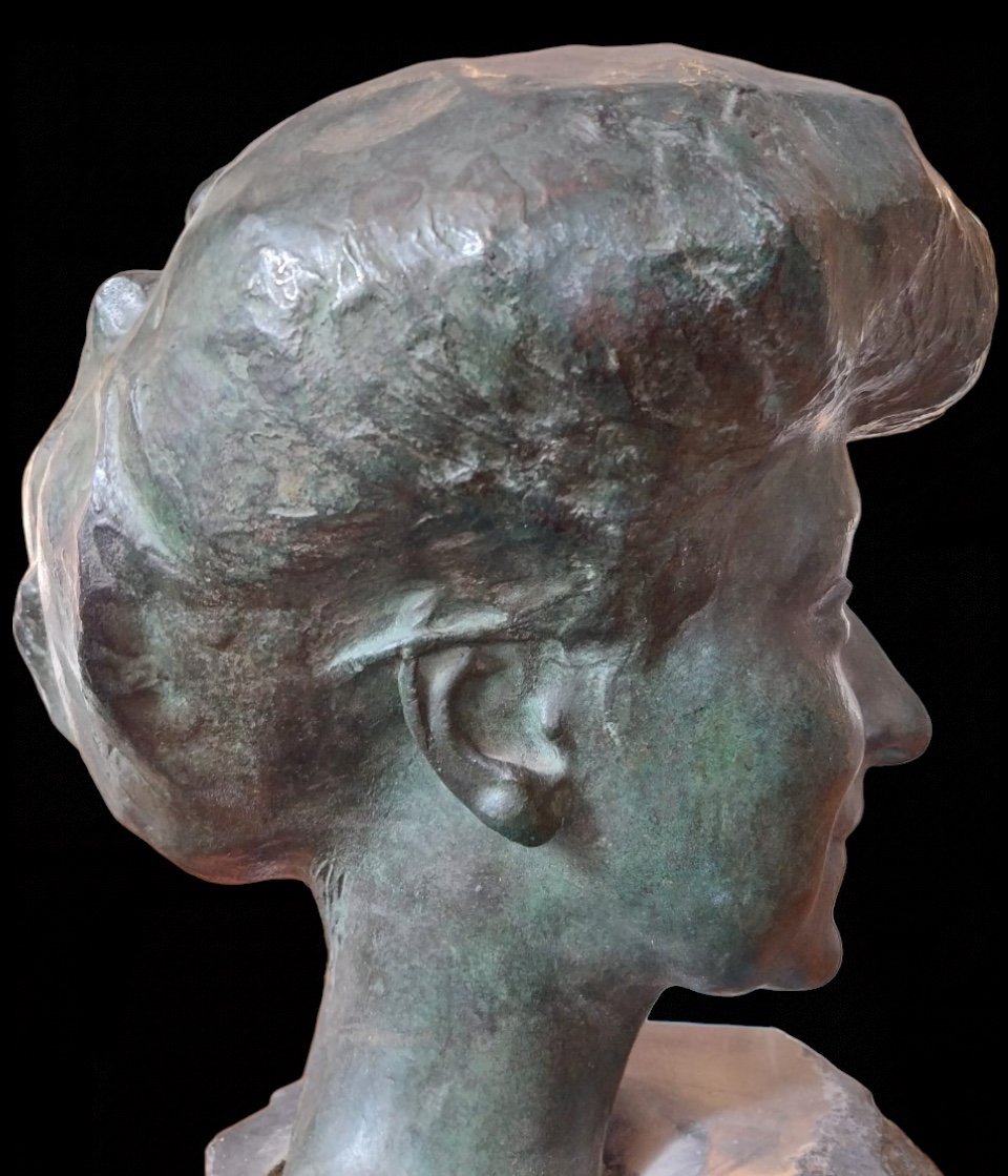 Jean Larrivé (1875-1928), Bronze, Impressionist Head Of A Woman, Circa 1900.-photo-7