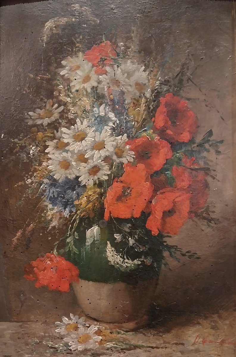 Henri Cauchois (1850-1911) Oil On Canvas, Still Life With Flowers, XIXth Century