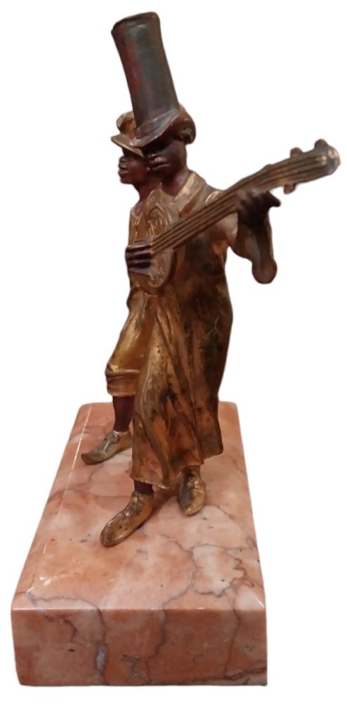 Vienna Bronze, Musicians, On Marble Base, 19th Century.-photo-2