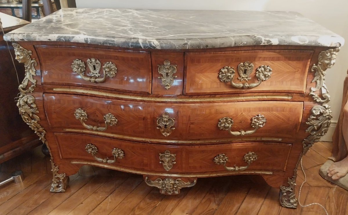 Commode Tombeau Estampillée François Fleury, D’époque XVIIIe-photo-2