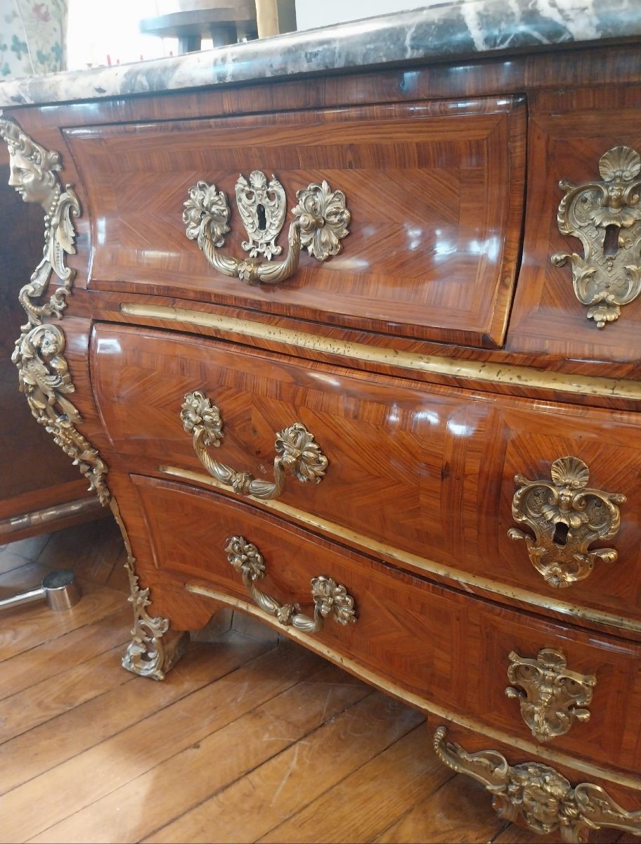 Commode Tombeau Estampillée François Fleury, D’époque XVIIIe-photo-4