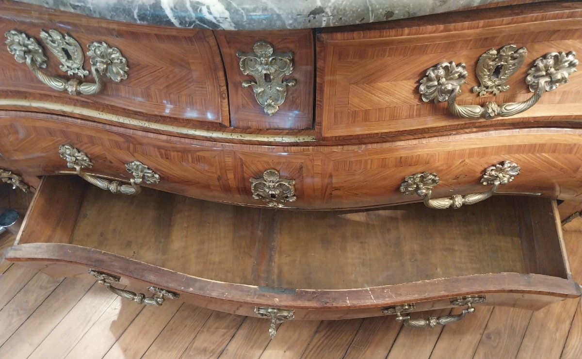 Commode Tombeau Estampillée François Fleury, D’époque XVIIIe-photo-5