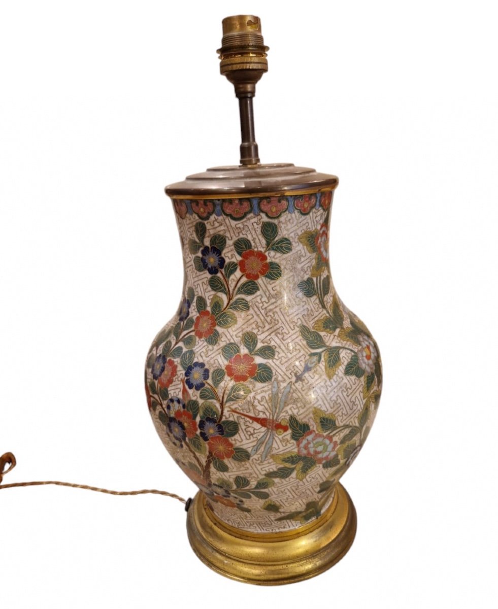 Enamelled Cloisonné Vase Mounted As A Lamp, China, 19th Century 