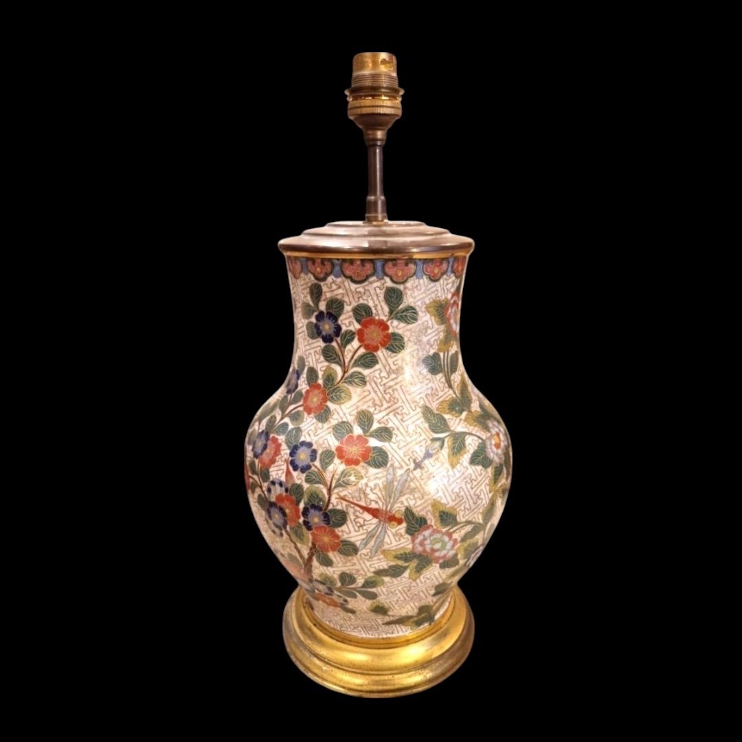 Enamelled Cloisonné Vase Mounted As A Lamp, China, 19th Century 