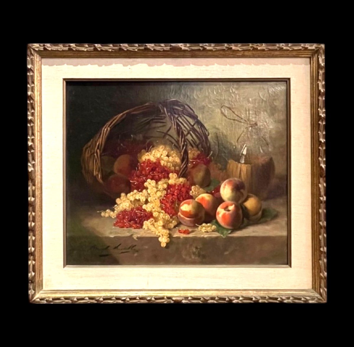 Alfred Arthur Brunel De Neuville ( 1852 – 1941), Huile Sur Toile, Corbeille De Fruits Renversée