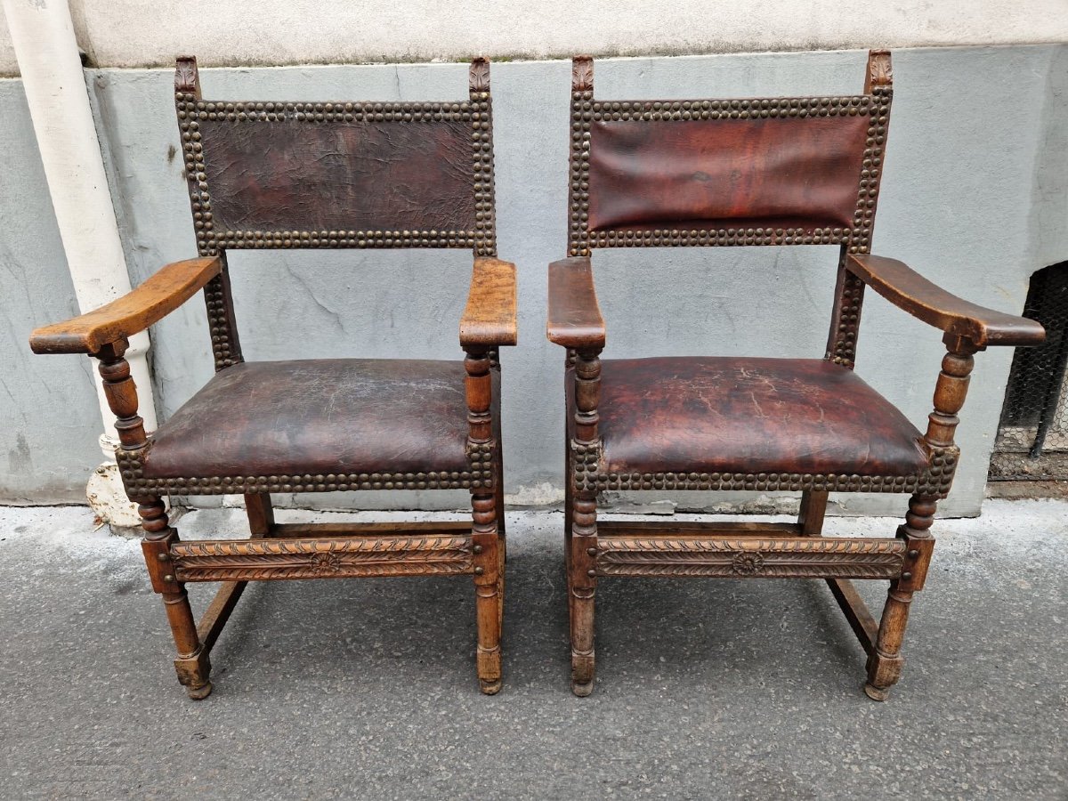 Pair Of Louis XIII Period Armchairs-photo-2