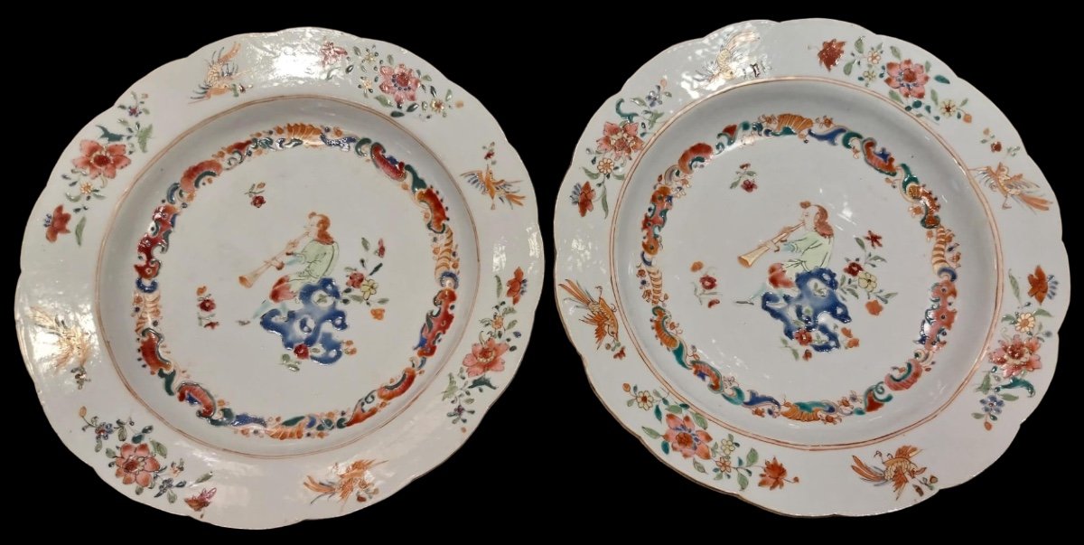 Compagnie Des Indes, Pair Of Porcelain Plates, 18th Century