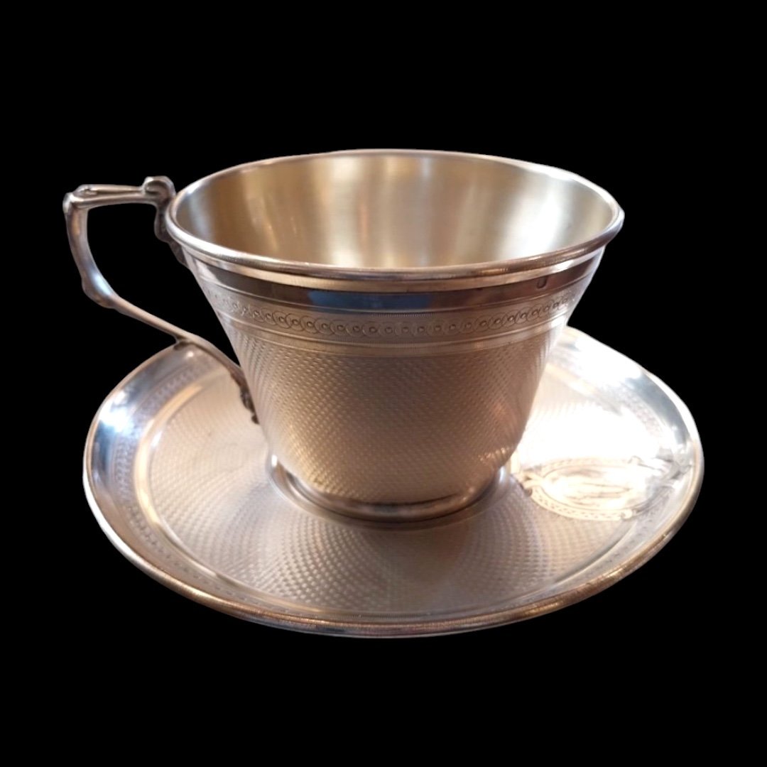 19th Century Silver Cup With Saucer 