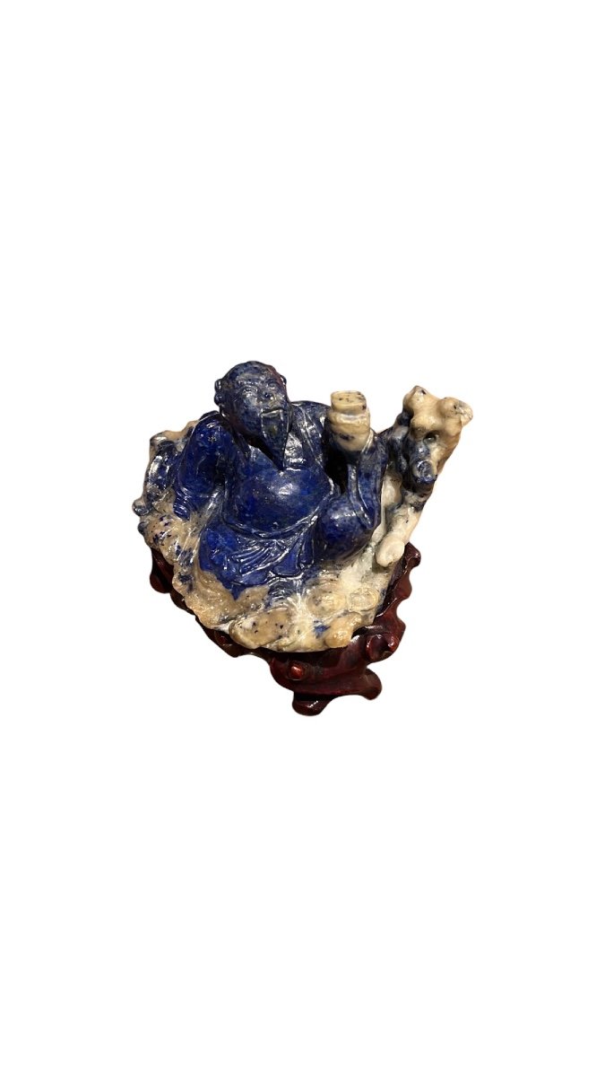 Statuette en Lapis-lazulis, Chine, Fin XIXe-photo-3