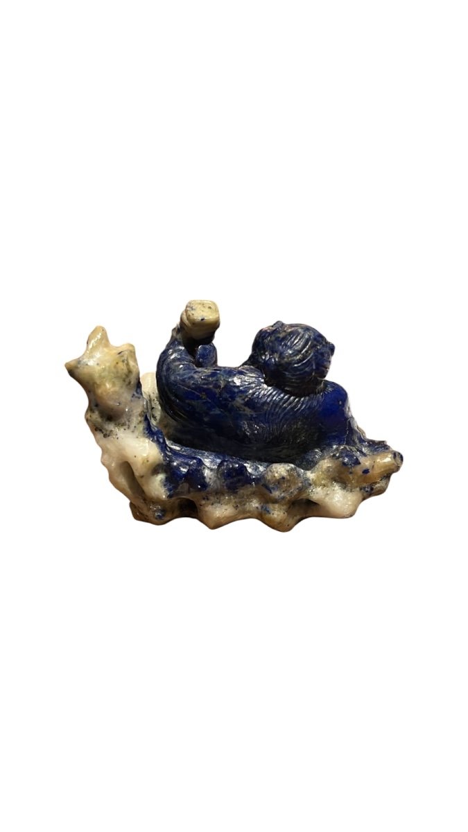 Statuette en Lapis-lazulis, Chine, Fin XIXe-photo-3