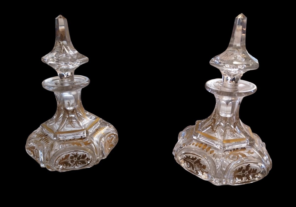 Pair Of Crystal Perfume Bottles, Napoleon III, 19th Century. -photo-2