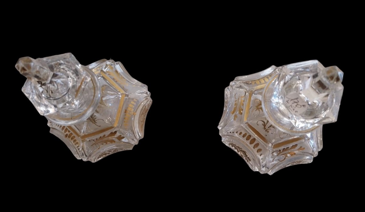 Pair Of Crystal Perfume Bottles, Napoleon III, 19th Century. -photo-3