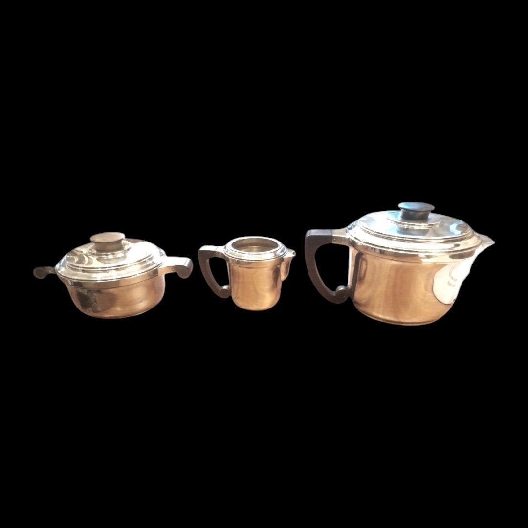 Art Deco Sterling Silver Teapot, Sugar Pot And Milk Jug Set, 20th Century