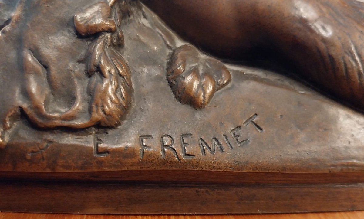 Emmanuel Frémiet (1824-1910), Bronze à Patine Brune , Pan jouant avec des oursons, XIXe-photo-5