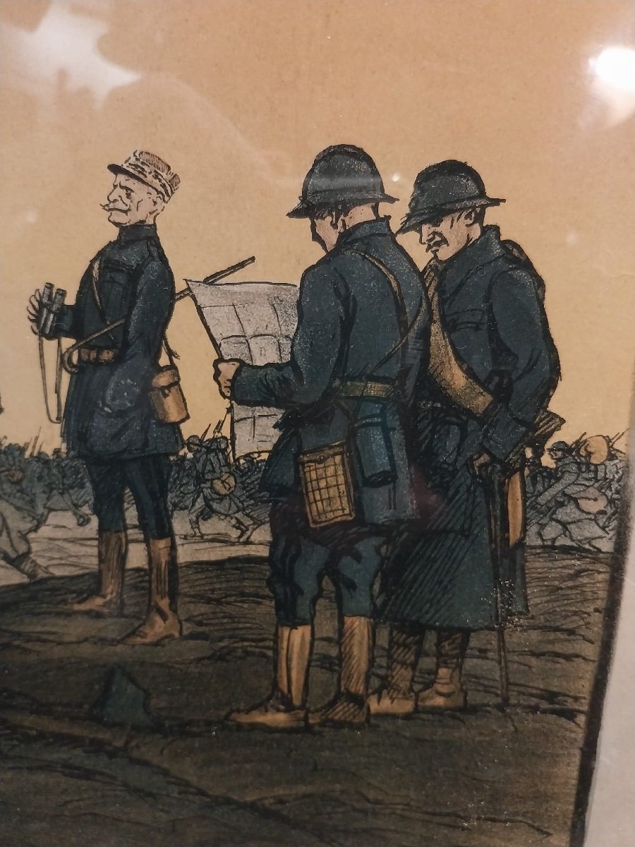 Sem (1859-1934), Lithographie Militaire En Couleur, XXe-photo-2