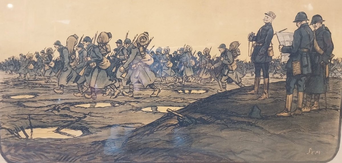 Sem (1859-1934), Lithographie Militaire En Couleur, XXe-photo-4