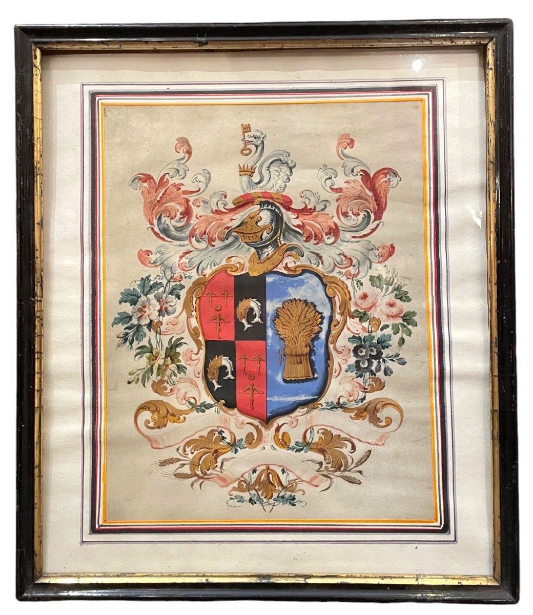 18th Century Coat Of Arms Under Glass