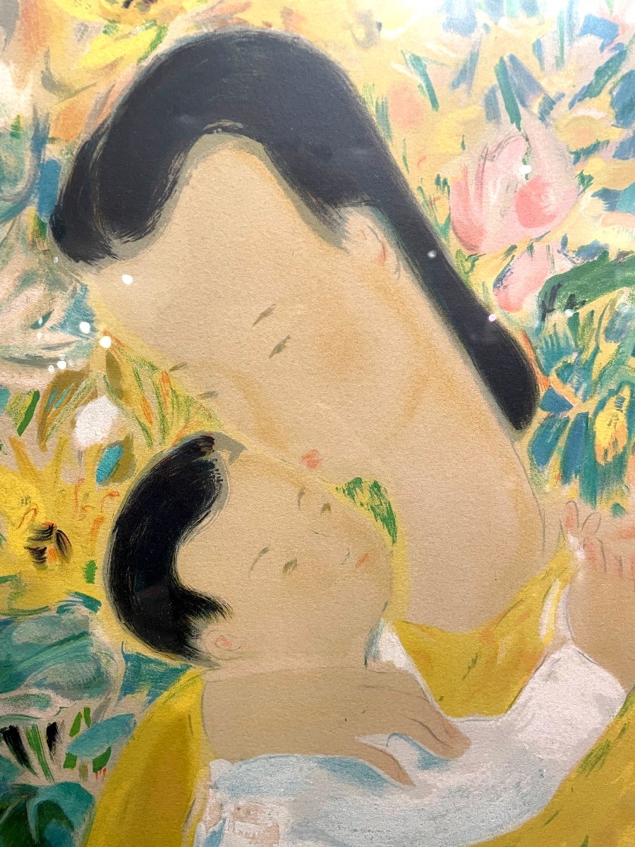 Lithograph "maternity" By Lê Phô (1907-2001) -photo-2