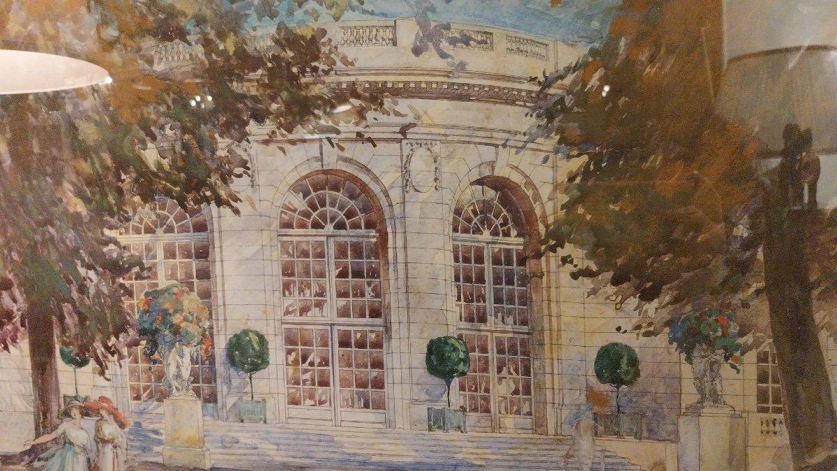 Guillaume Tronchet (1868-1969), Pavilion Of France In Dresden 1911, Watercolor On Panel.-photo-2