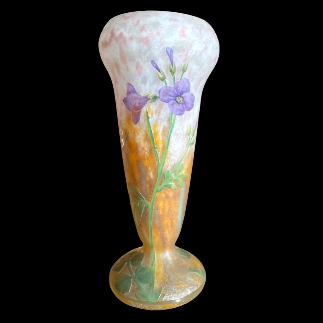 Small Daum Vase With Floral Decor, Nancy, Art Nouveau