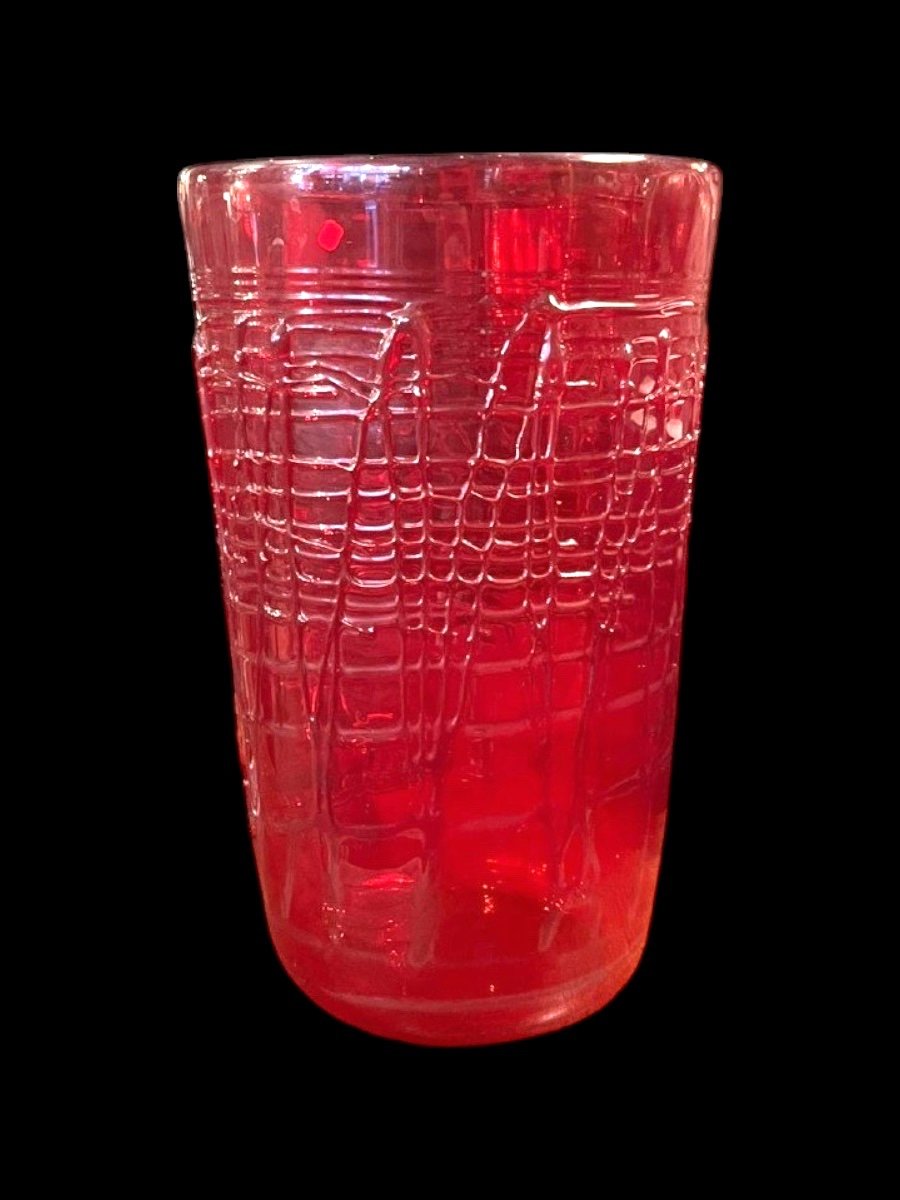 Red Glass Vase, Italy, 1960s