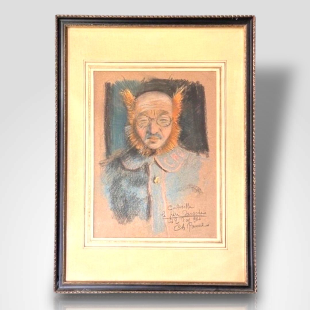 Charles Roussel (1861-1936) Portrait, Pastel Drawing, 1906