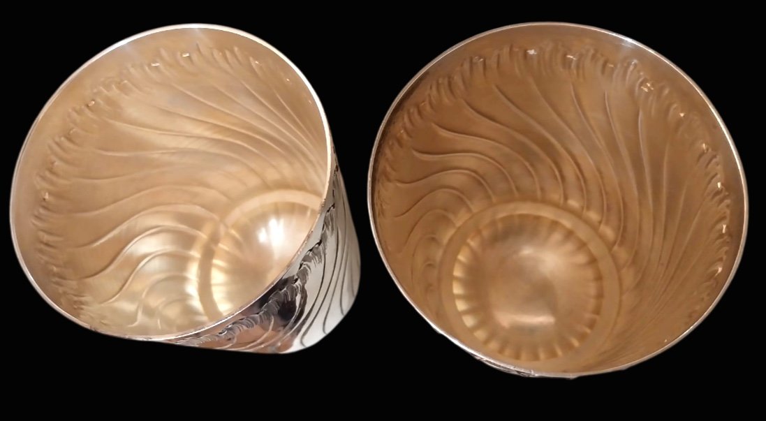 Henri Soufflot (1884-1910), Pair Of Solid Silver Cups, Rocailles, 19th Century. -photo-2