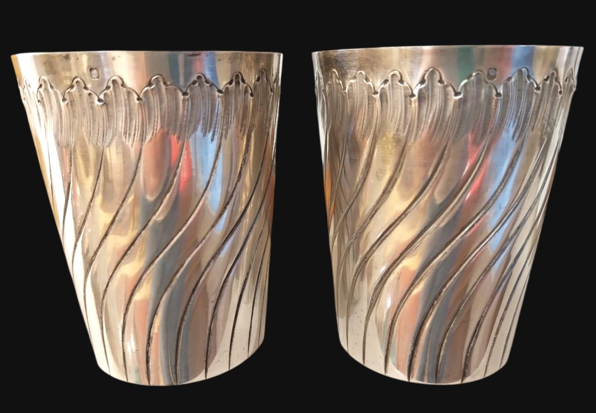 Henri Soufflot (1884-1910), Pair Of Solid Silver Cups, Rocailles, 19th Century. -photo-3