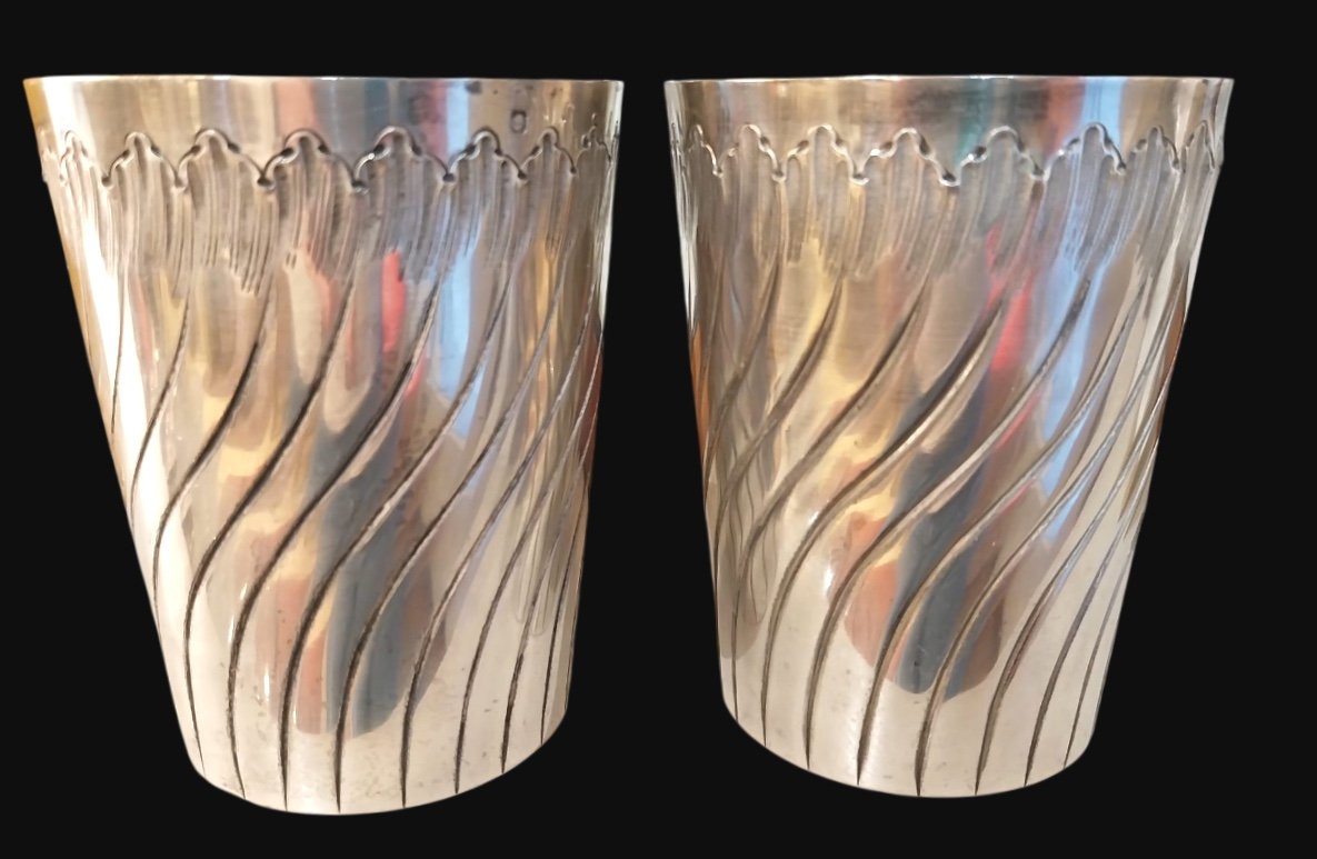 Henri Soufflot (1884-1910), Pair Of Solid Silver Cups, Rocailles, 19th Century. -photo-4