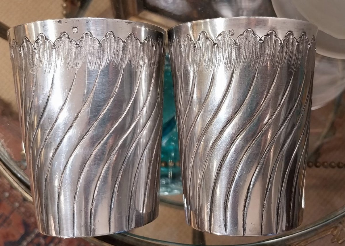 Henri Soufflot (1884-1910), Pair Of Solid Silver Cups, Rocailles, 19th Century. -photo-3