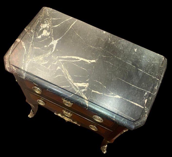 Master's Chest Of Drawers With Its Transitional Style Marble, 19th Century-photo-2