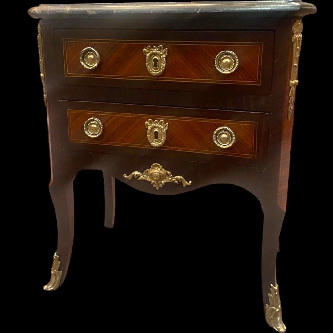 Master's Chest Of Drawers With Its Transitional Style Marble, 19th Century-photo-4