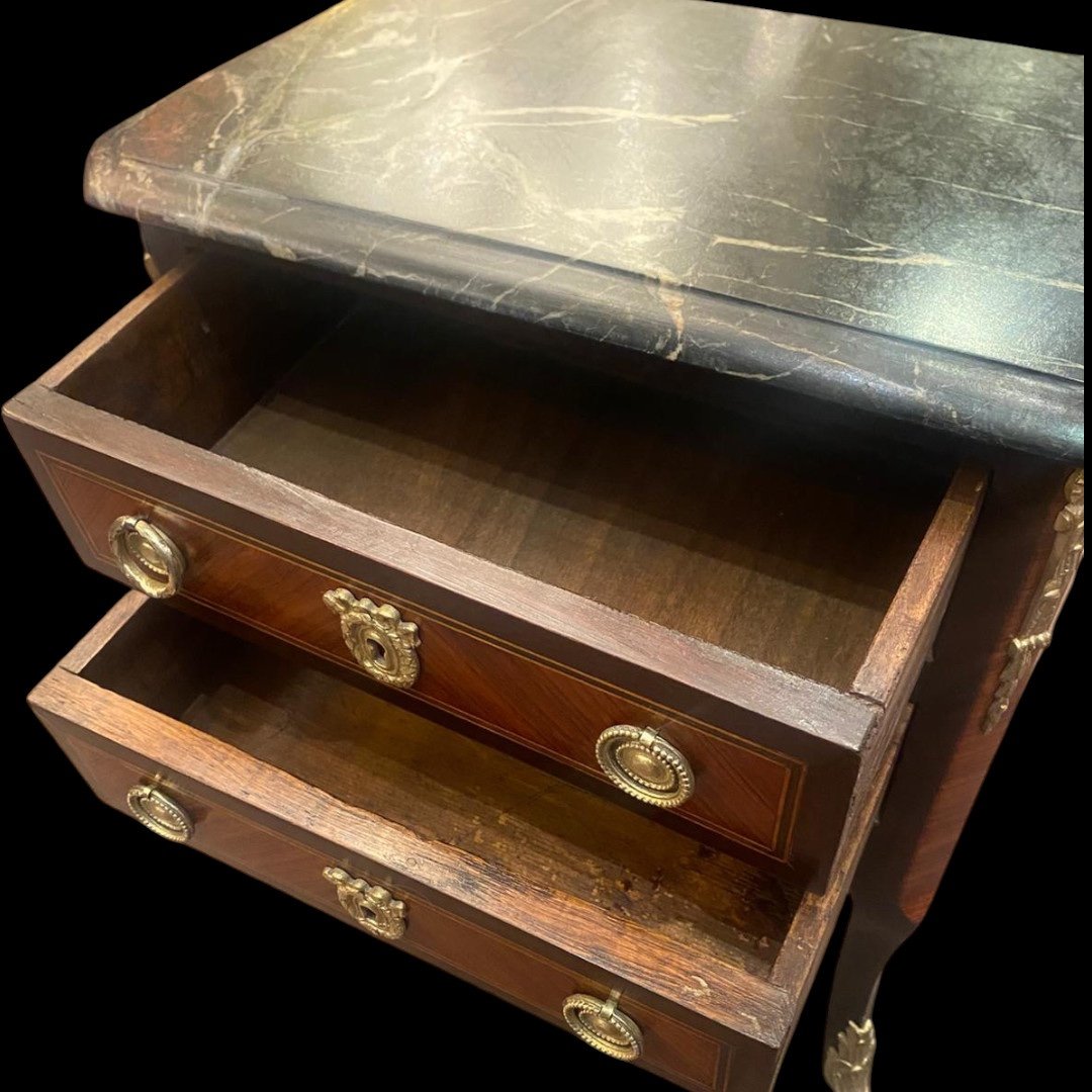 Master's Chest Of Drawers With Its Transitional Style Marble, 19th Century-photo-3