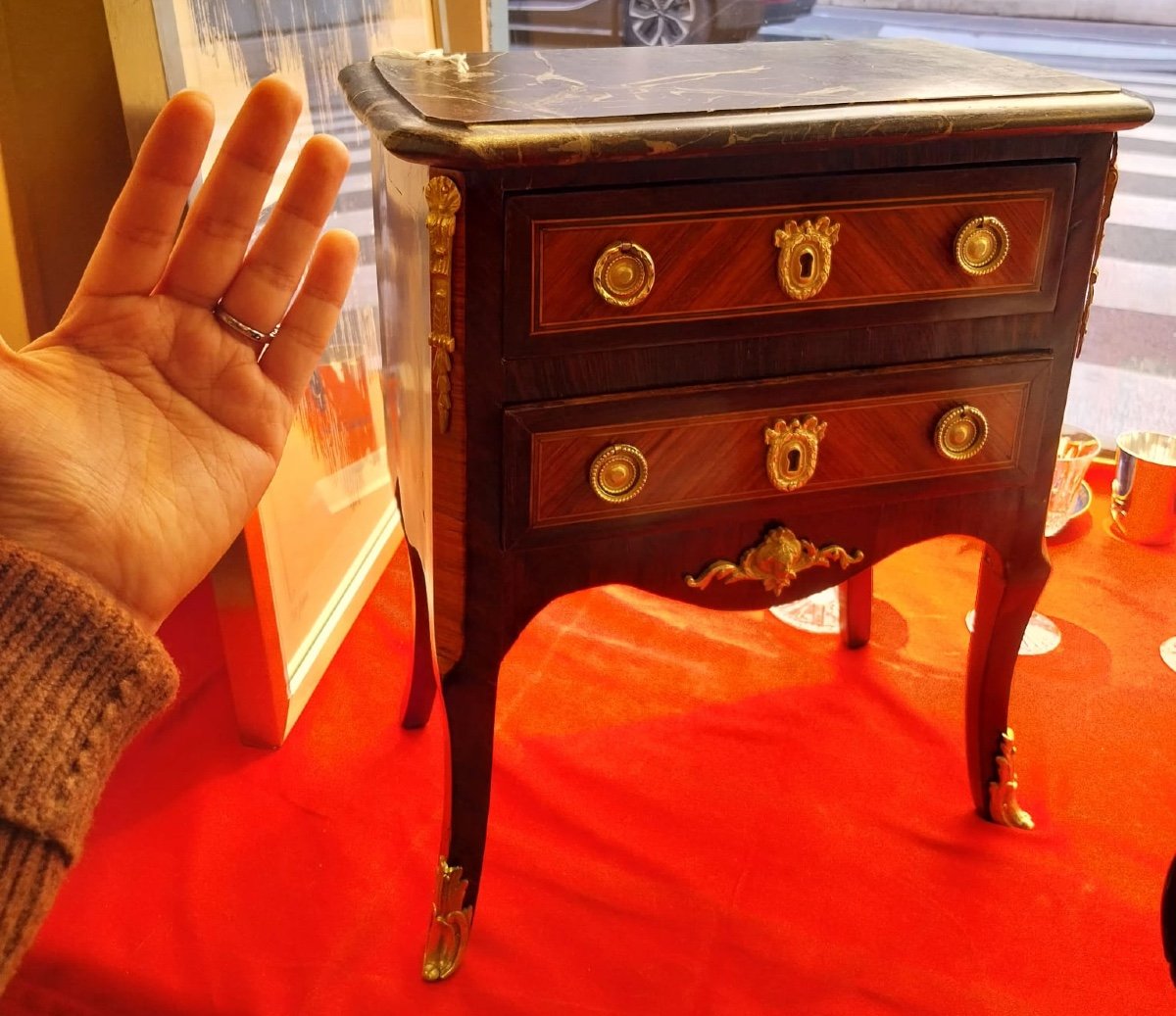 Master's Chest Of Drawers With Its Transitional Style Marble, 19th Century-photo-4