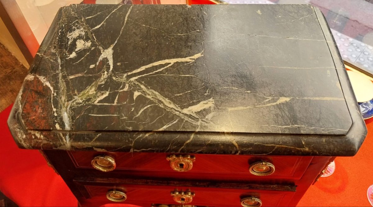 Master's Chest Of Drawers With Its Transitional Style Marble, 19th Century-photo-5