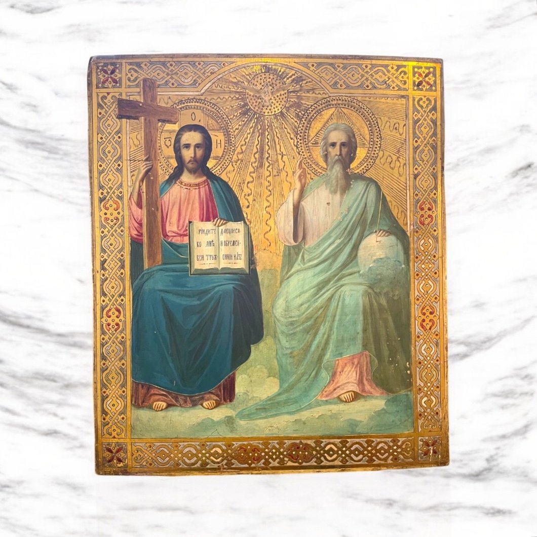 Russian Icon Of The Holy Trinity, Late 19th Century