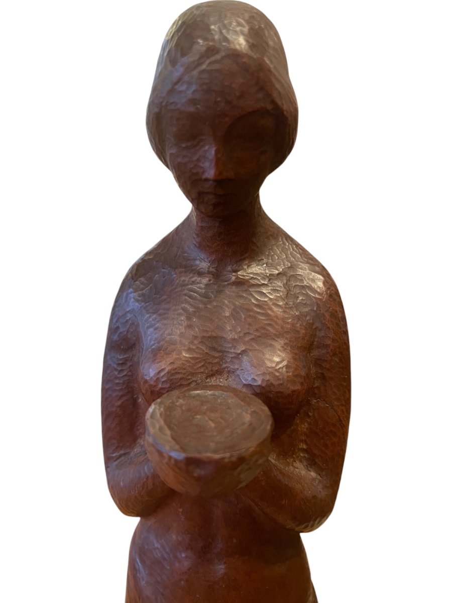 Walter Ostermayer (1897-1941), One-piece Wooden Woman Sculpture, 20th -photo-2