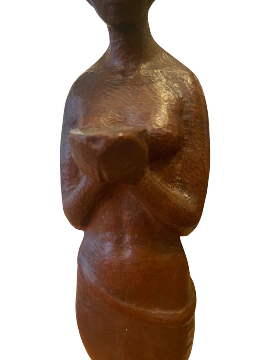 Walter Ostermayer (1897-1941), One-piece Wooden Woman Sculpture, 20th -photo-3