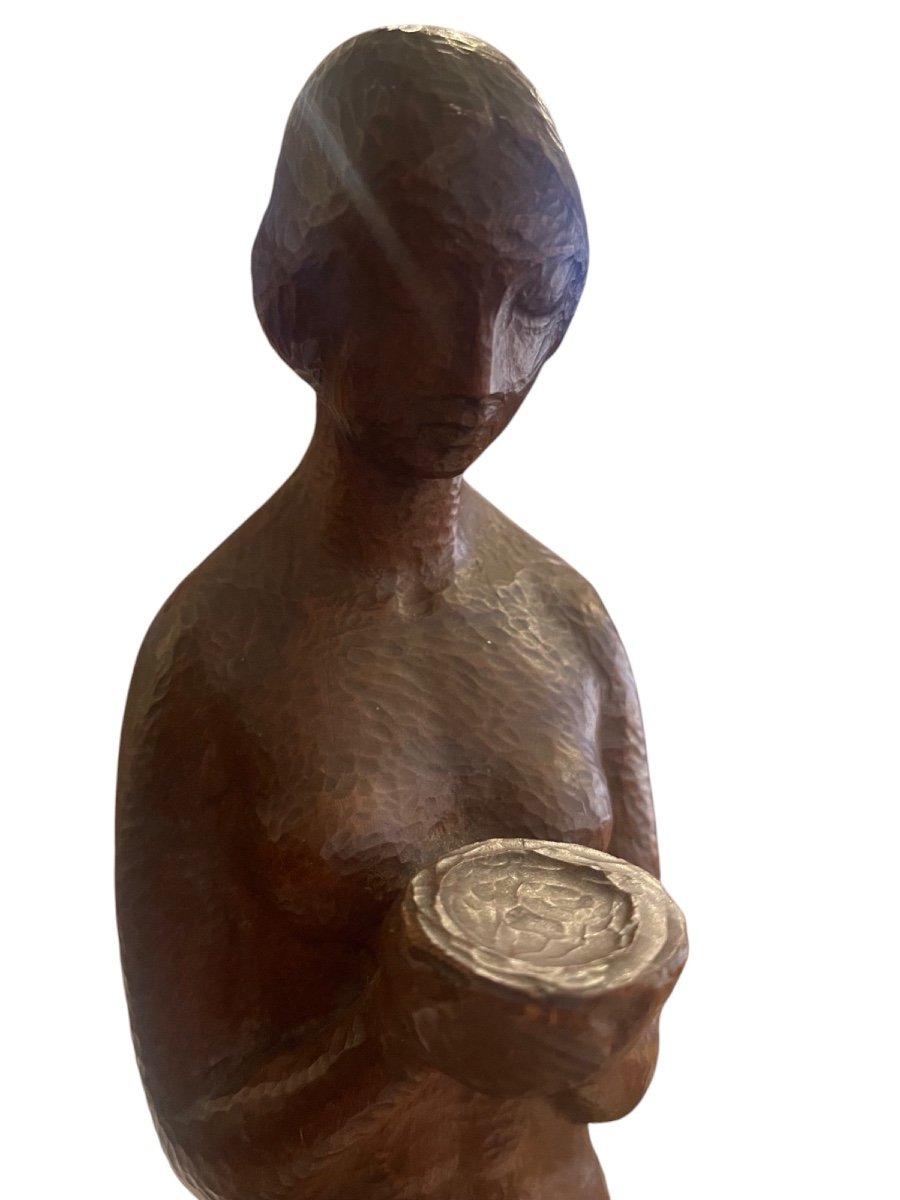 Walter Ostermayer (1897-1941), One-piece Wooden Woman Sculpture, 20th -photo-4