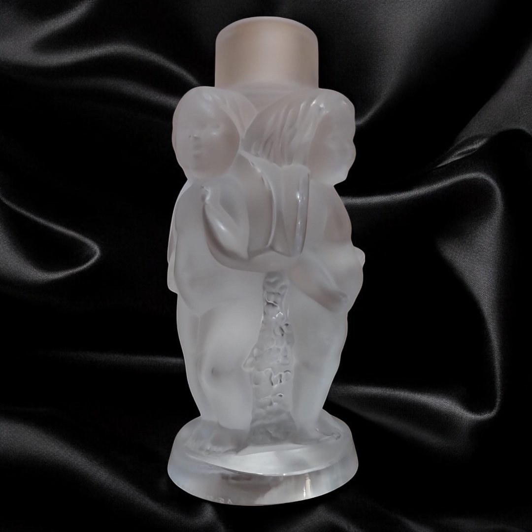 Lalique, Crystal Angel Candle Holder, 20th Century-photo-3