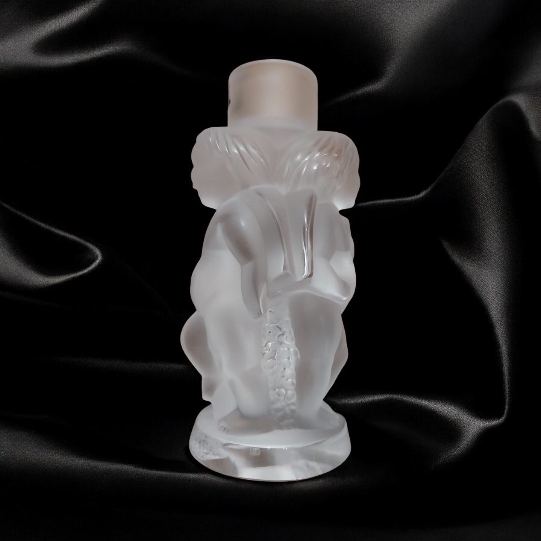 Lalique, Bougeoir angelots en cristal, XXe-photo-4