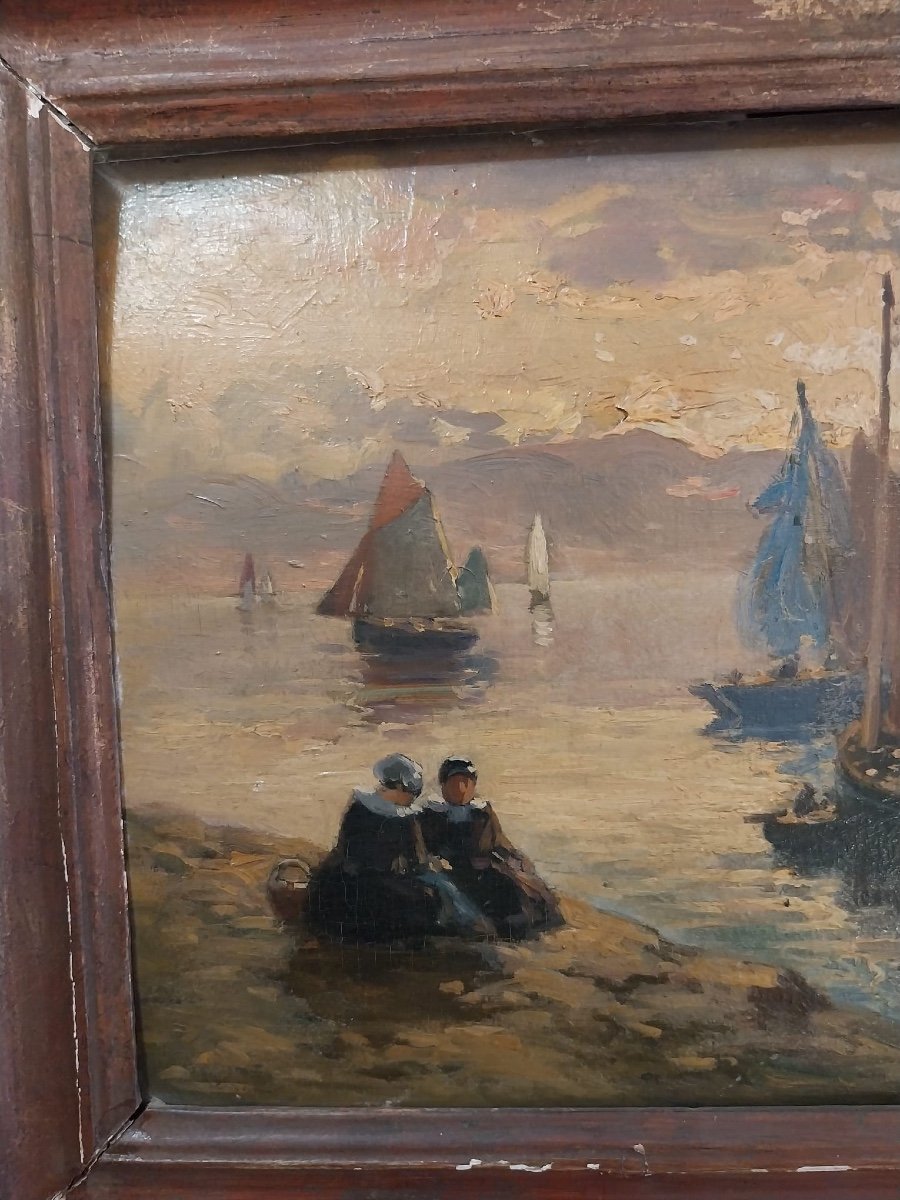 Henri Alphonse Barnoin (1882-1935), Oil On Panel, Marine, 20th Century-photo-2