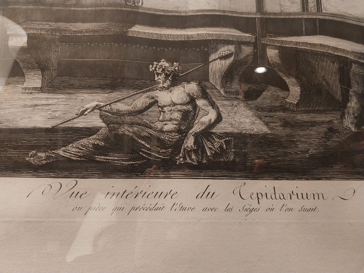 Lithographie, vue intérieure du tepidarium d’après Piranesi, XIXe-photo-3