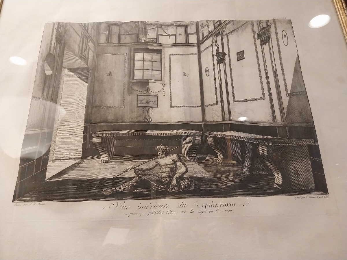 Lithographie, vue intérieure du tepidarium d’après Piranesi, XIXe-photo-4