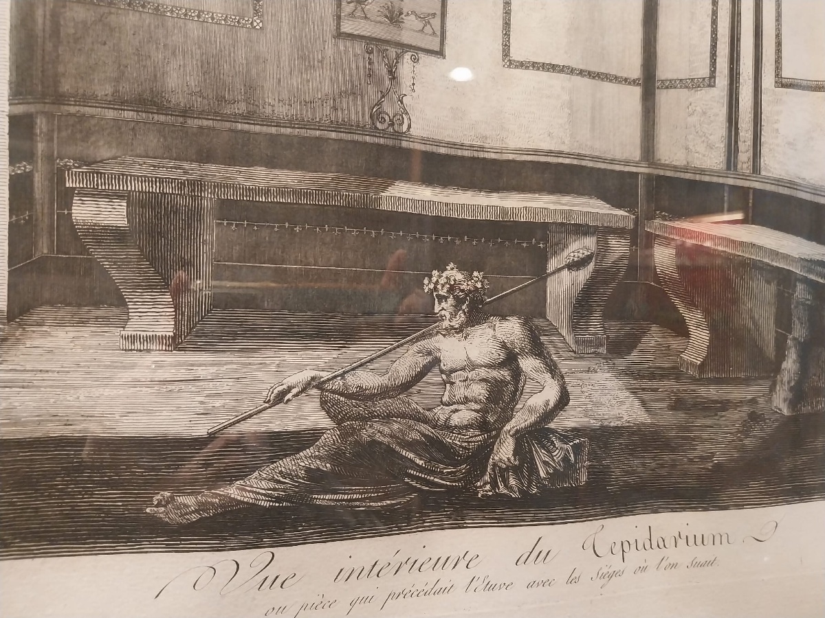 Lithographie, vue intérieure du tepidarium d’après Piranesi, XIXe-photo-1