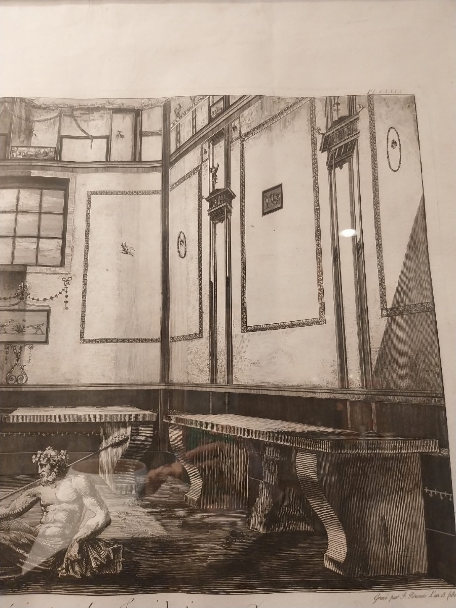 Lithographie, vue intérieure du tepidarium d’après Piranesi, XIXe-photo-4